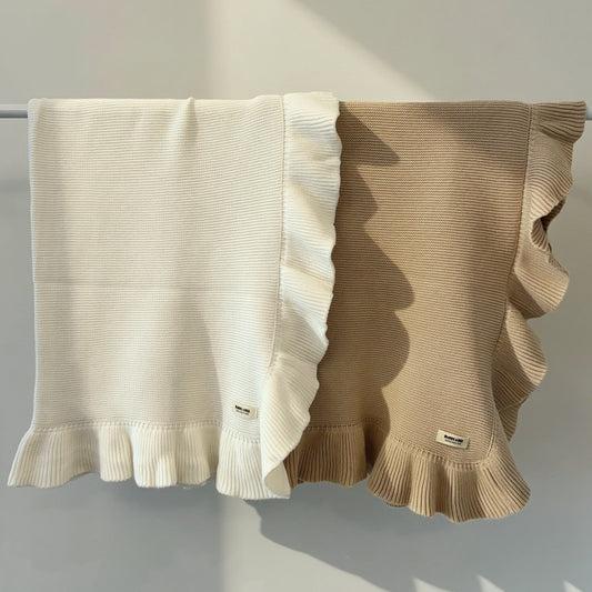 Ruffle Knit Blanket ♡ Oat